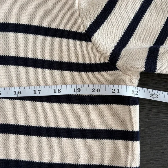 Brandy Melville Cream and Black Striped 1/4 Zip-Sweater - Picture 4 of 5